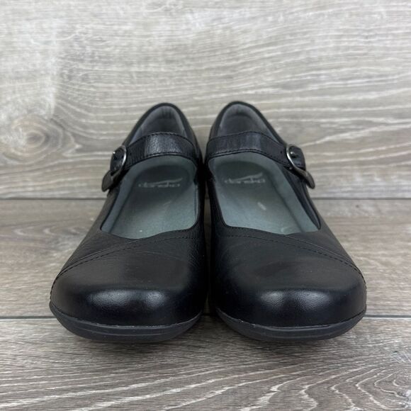Dansko Fawna Women’s Sz 8.5-9/EU 39 Black Milled Nappa Leather Mary Jane Shoes - Picture 2 of 10